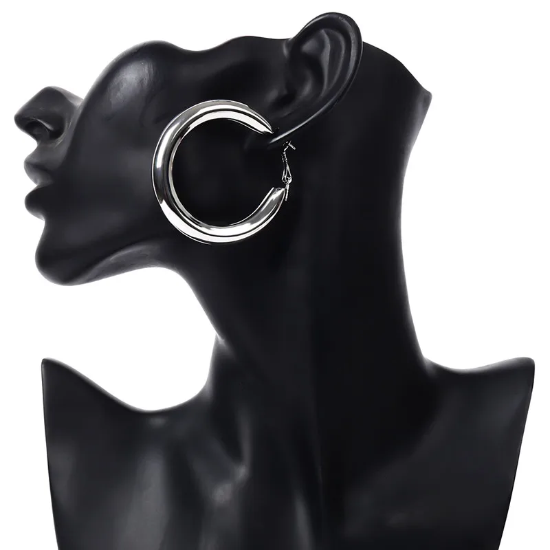 Ingemark преувеличенные простые большие круглые серьги-кольца для женщин и девочек, геометрические Золотые/серебряные серьги, модное ювелирное изделие, подарок - Окраска металла: Silver Color