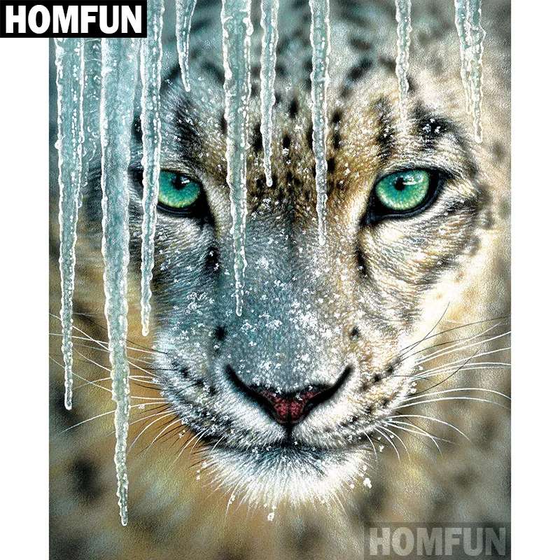 

HOMFUN Full Square/Round Drill 5D DIY Diamond Painting "Animal leopard" Embroidery Cross Stitch 5D Home Decor Gift A06853