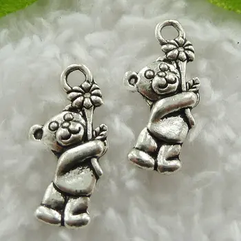 

400 pieces antique silver panda charms 19x9mm #832