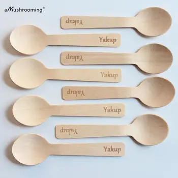 

150pcs Personalized Cake Dessert Ice Cream poons Bar Cafe Eco-friendly Mini Coffee Spoons Engraved Biodegradable Wedding Favors