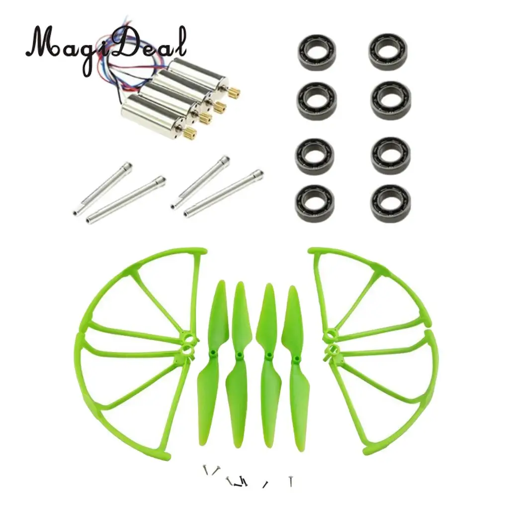 MagiDeal Motor+Propeller+Bumper+Bearing Shafts CW CCW Motor Set for Hubsan X4 H502S H502E H507A RC Drone Parts