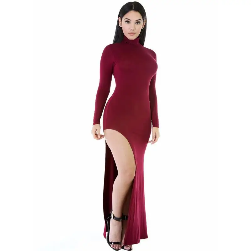 black maxi turtleneck dress