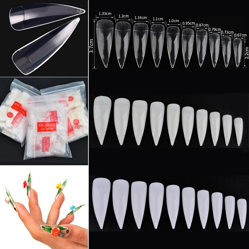 

600pcs/pack French Manicure False Nail Tips Half Cover Nail Art Extension Fake Nails Sharp Head Sexy Decoration Faux Sticker New