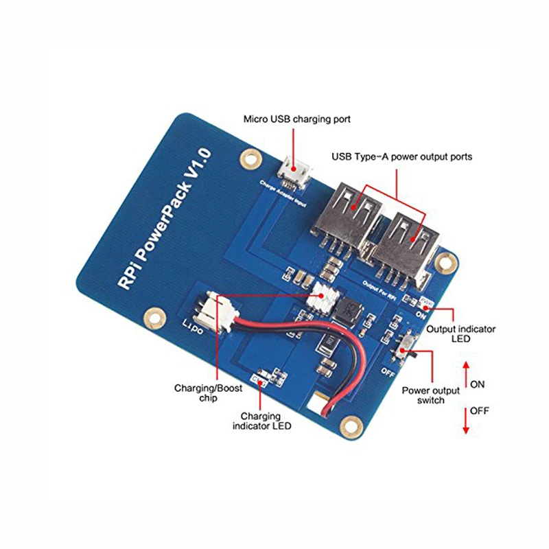 Блок питания, плата расширения литиевой батареи с переключателем для Raspberry Pi 3,2 Модель B, 1 Модель B+ Banana Pi