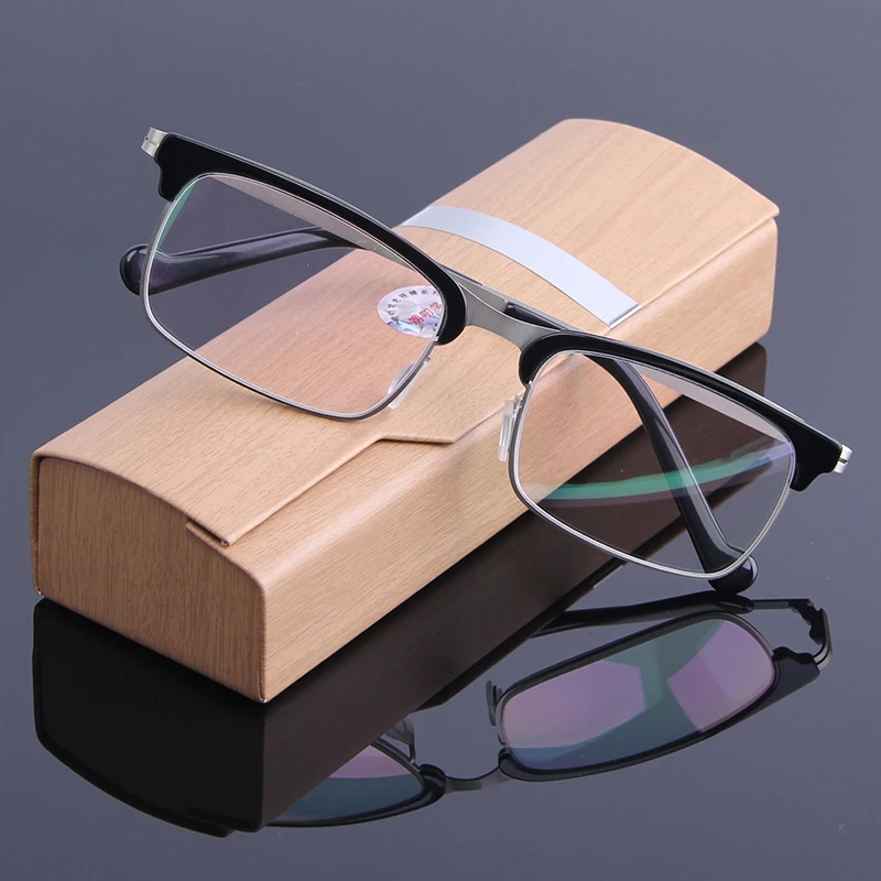 Retro Metal Reading Glasses Clear Lens Half Frame Alloy Eyewear Men