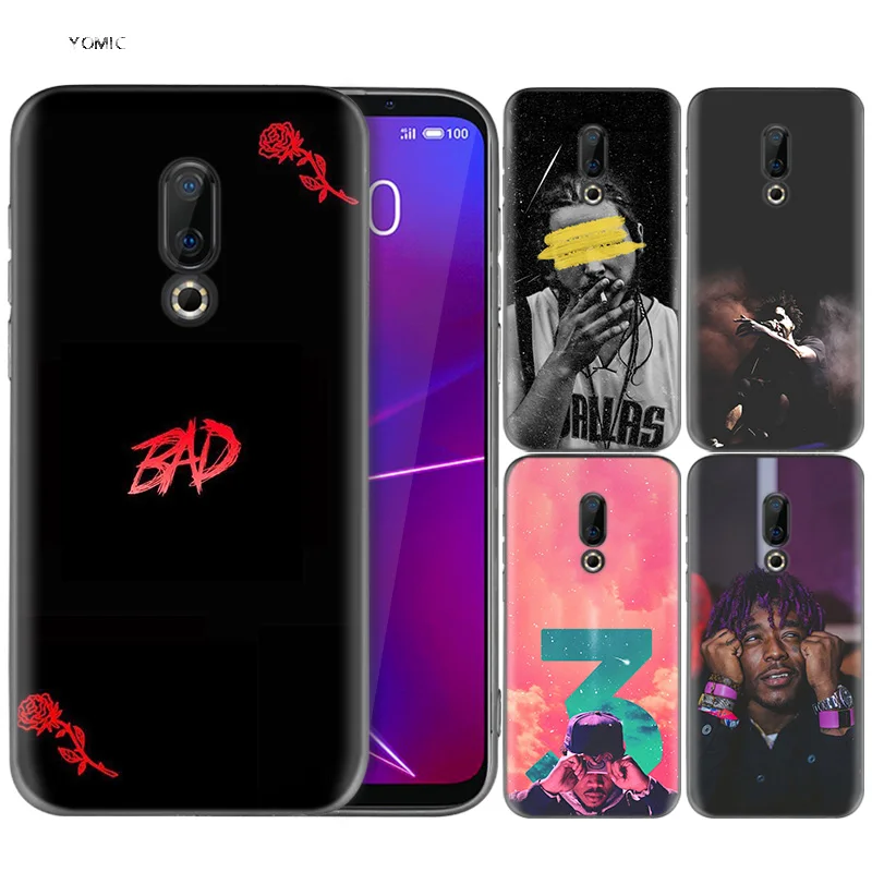 

Silicone Case for Meizu 16 16th M6T Black Dark Coque Shell Cell Phone Tpu Cover Dull Polish Rapper Pop Music