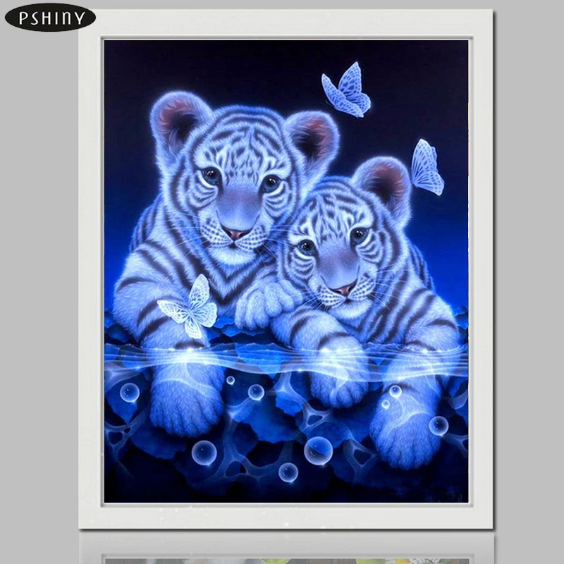

Pshiny 5d FULL Square Diamond painting Cute Tiger DIY cross stitch kit diamond embroidery animals diamond mosaic Home decor F625