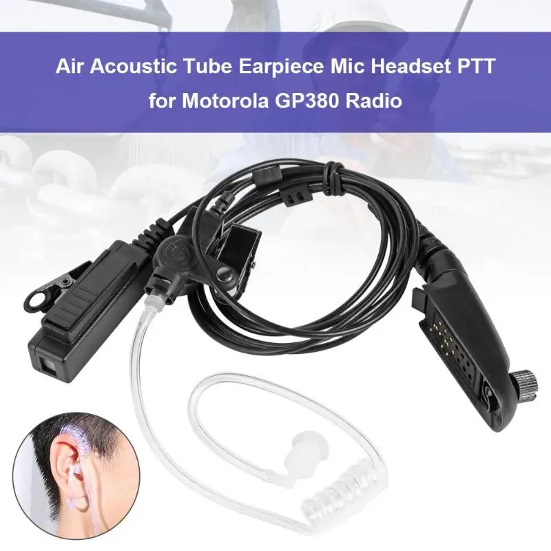 

Air Acoustic Tube Earpiece Mic Headset PTT w/Clip for Motorola GP380 Radio Headset Covert Radio Accessories