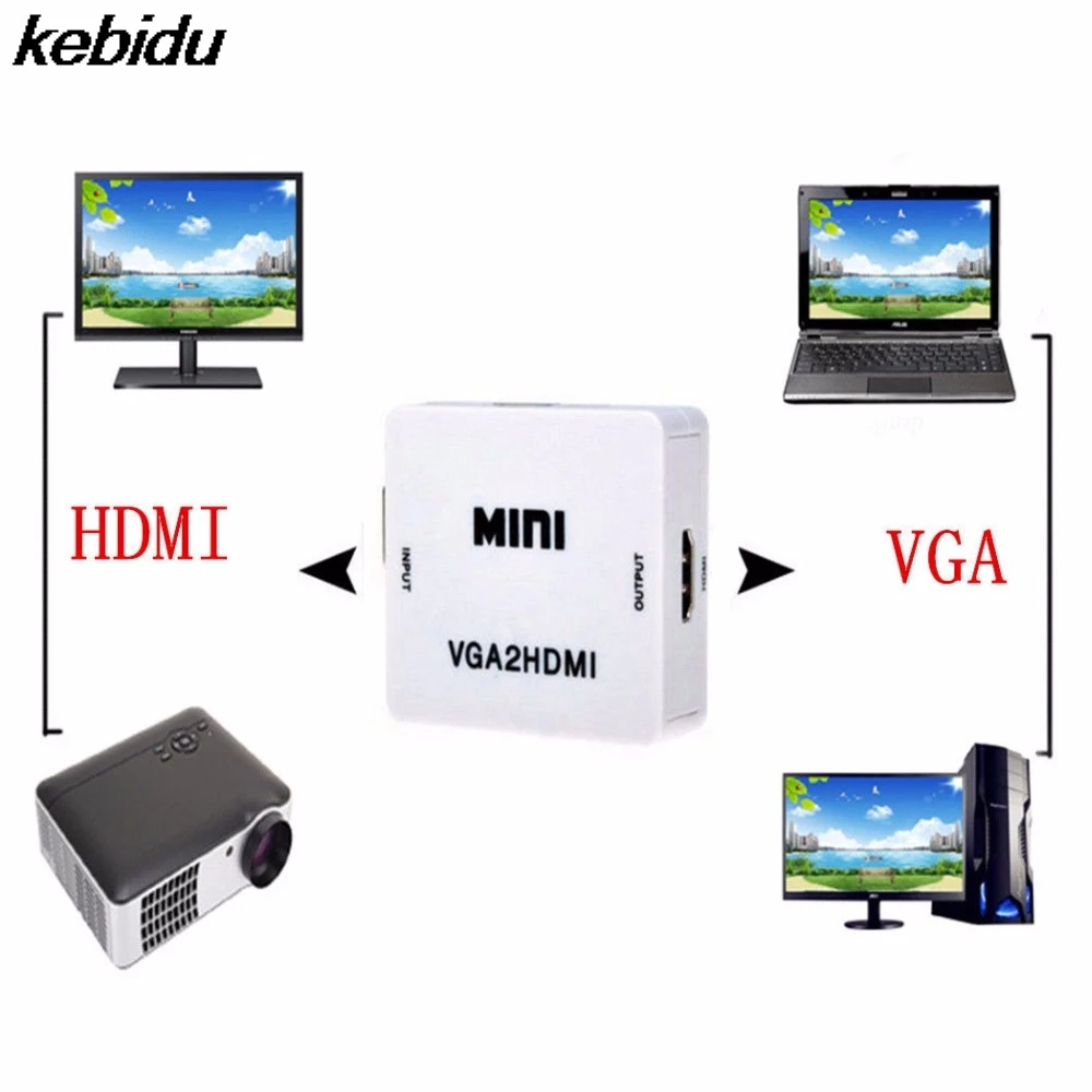 10 шт. мини VGAConverter с 3 5 мм аудио VGA2 HDMI-compatible1080P адаптер Коннектор для ПК ноутбука DVD
