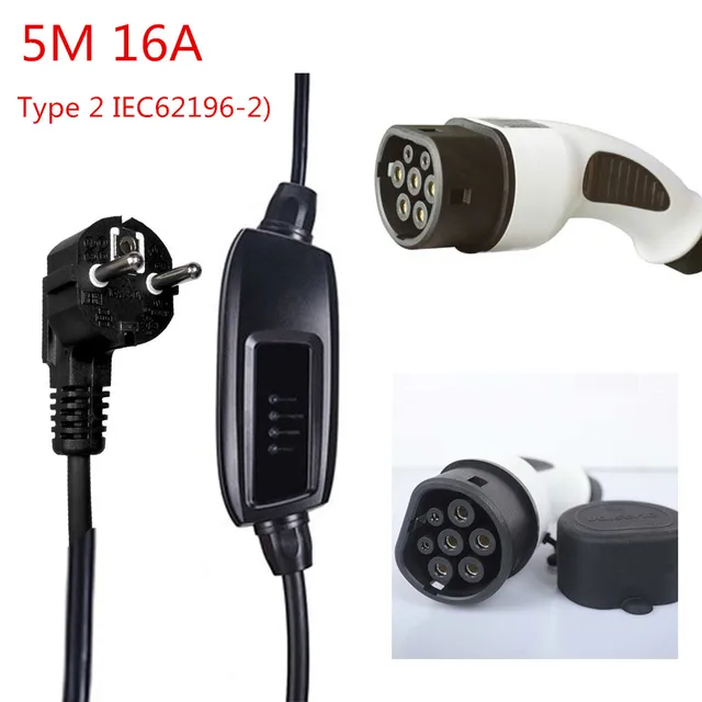 5m 16a Evse Ev Charger Plug Type 2 Iec62196 Car With Eu 5m 16a Evse Ev Charger Plug Type 2 Iec62196 Car With Eu Schuko Connector For Electric Vehicle Charging