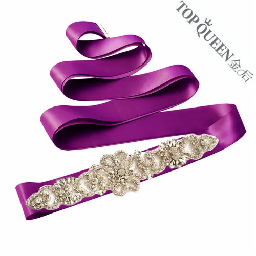 TOPQUEEN S168 со стразами модные свадебные вечерние платье для выпускного вечера Аксессуары свадебные Невеста пояса Ремни для вечерние - Цвет: purple
