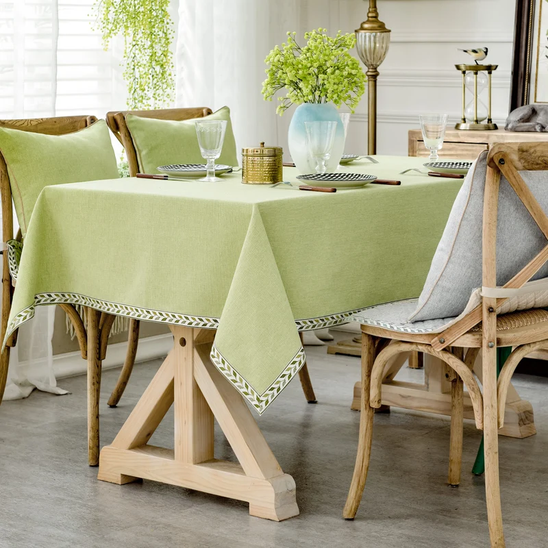  Waterproof Tablecloth Oilproof Table Cloth Solid Color Rectangle Tablecloth Europe Small Fresh Gree
