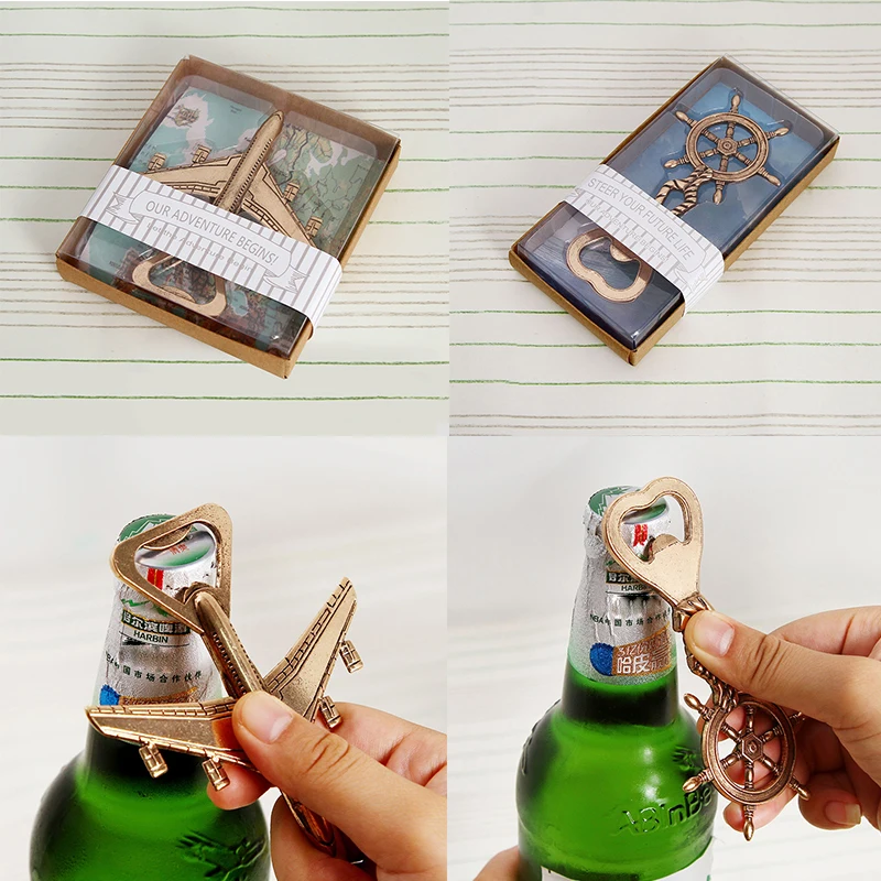 

Creative Metal Boat Rudder Antique Plane Beer Bottle Opener with Gift box wedding gifts for guests Kitchen supplies decapsuleur