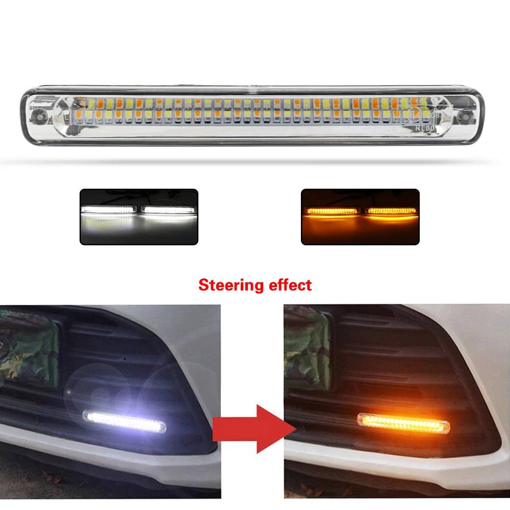 Universal DRL LED Daytime Running Lights Car Lamp External Lights Auto Waterproof Car-styling Led DRL Lamp Amber Turn Signal  (15)