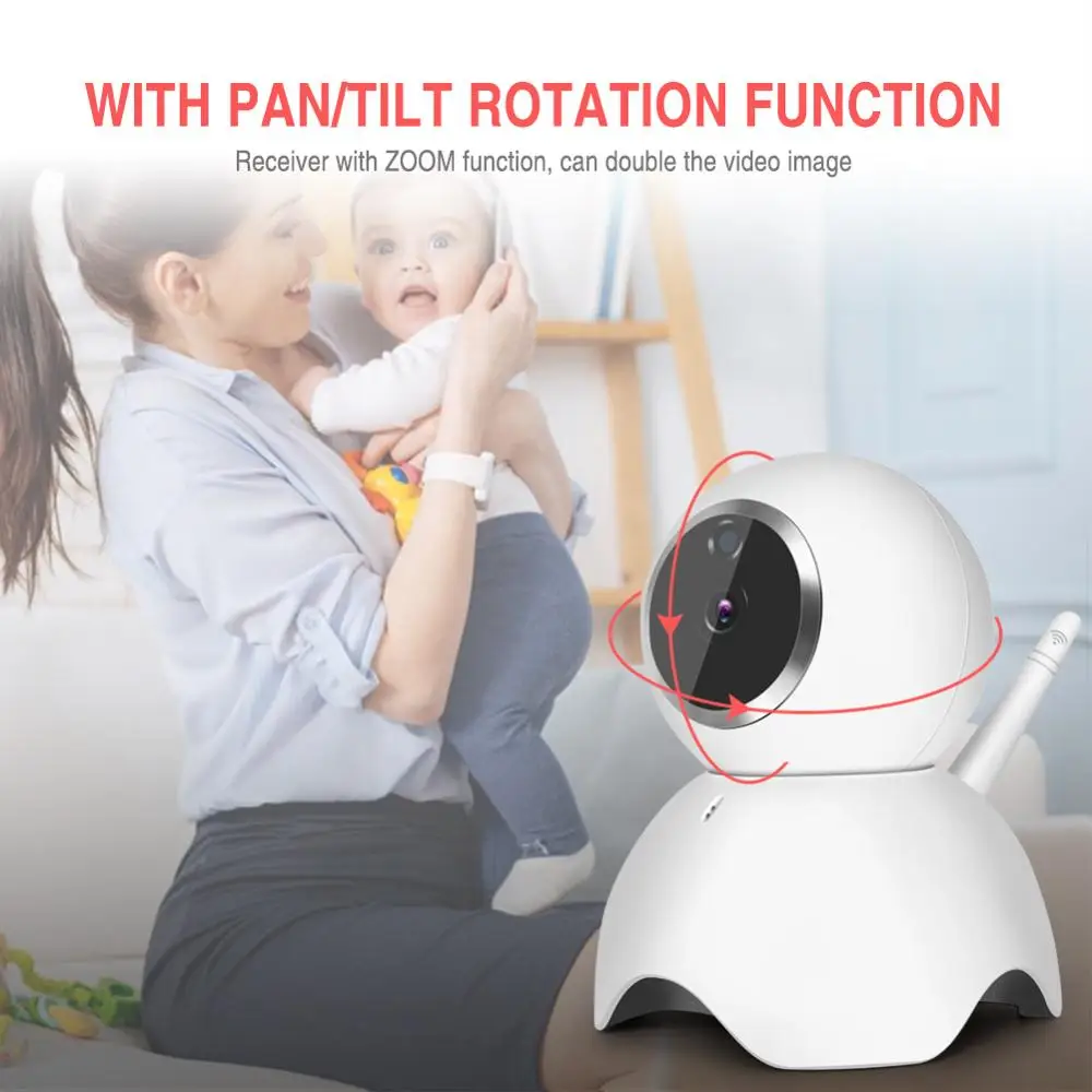 HD 720P Wireless Baby Monitor PTZ 360 Degree 5 Inch LCD Zoomable Baby Camera Night Vision Babysitte