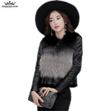 Tnlnzhyn новые осенние зимние женские кожаные куртки пальто с воротником из искусственного меха лисы модное короткое пальто из искусственной кожи Y891