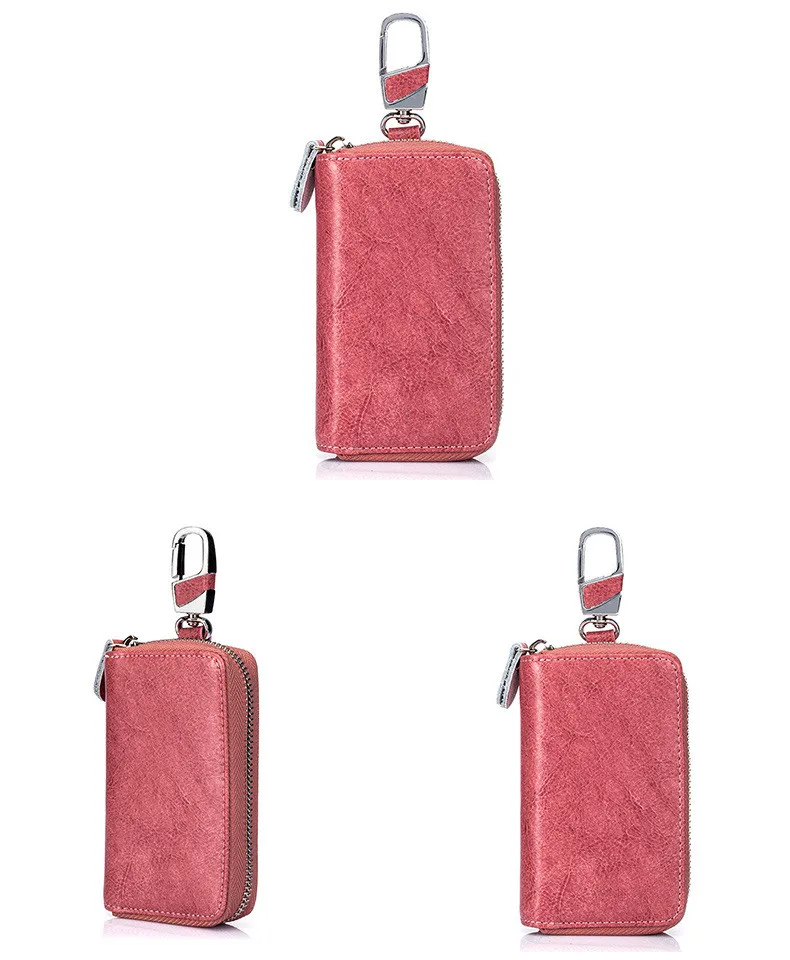 Кожаный чехол-кошелек для ключей от бренда westкрик с масляным воском для автомобиля на молнии, органайзер для ключей, простой держатель с 12 крючками для ключей