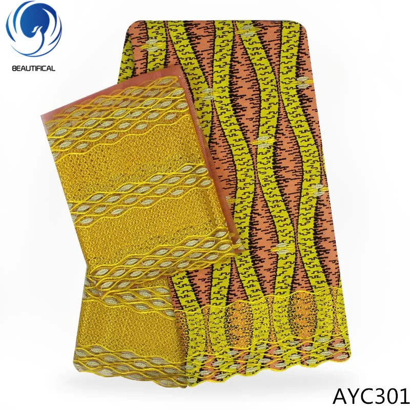 

BEAUTIFICAL african wax mix lace 2018 mix color lace fabrics 5yards+2yards lace wraps fabrics with stones for wedding AYC290-301