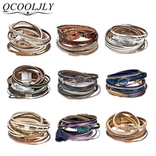 QCOOLJLY, винтажный многослойный браслет с магнитной пряжкой, унисекс, для мужчин и женщин, имитация листьев, дерево, Овальный ретро браслет, Тибетский браслет