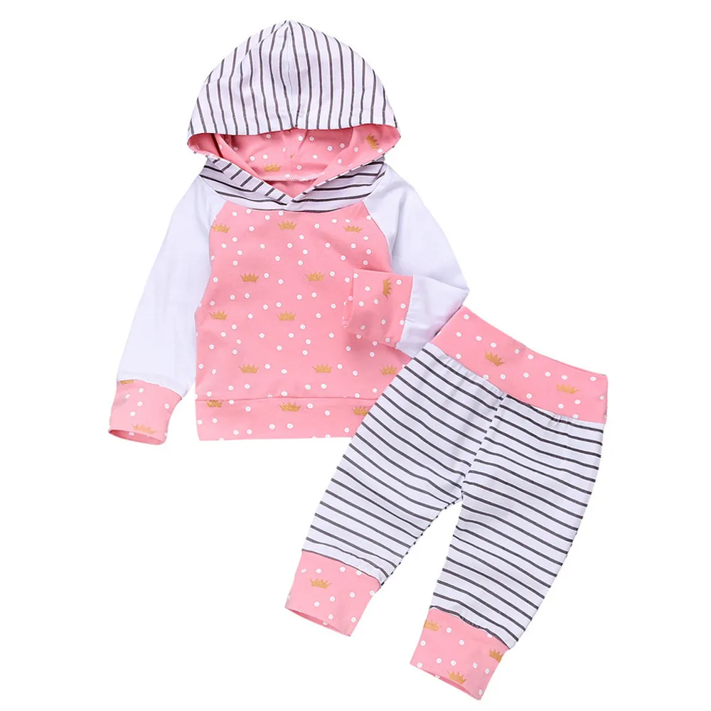 Spring Baby Clothing Sets Newborn Clothes Baby Girls Boys Hooded Crown
