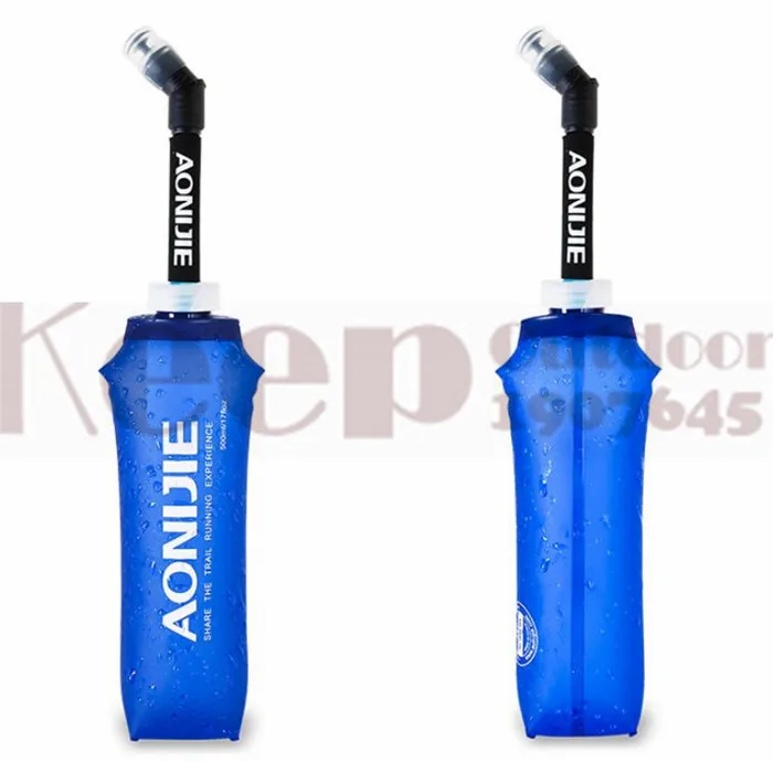 AONIJIE Беговая спортивная мягкая бутылка для воды, складная термополиуретановая мягкая колба для воды с длинными соломенными пузырьками, сумка 350/600 мл