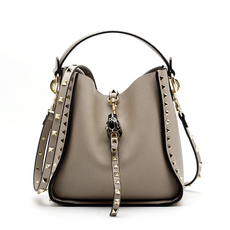  Genuine Leather Famous Brand Rivet Crossbody Bags For Women Messenger Shoulder Bag Luxury Handbags  - 32844328456