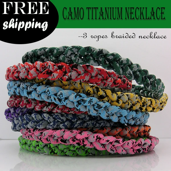 

Digital Camo titanium 3 ropes necklaces titanium magnetic balance sport custom necklace 16/18/20/22 inch 200pcs/lot free DHL
