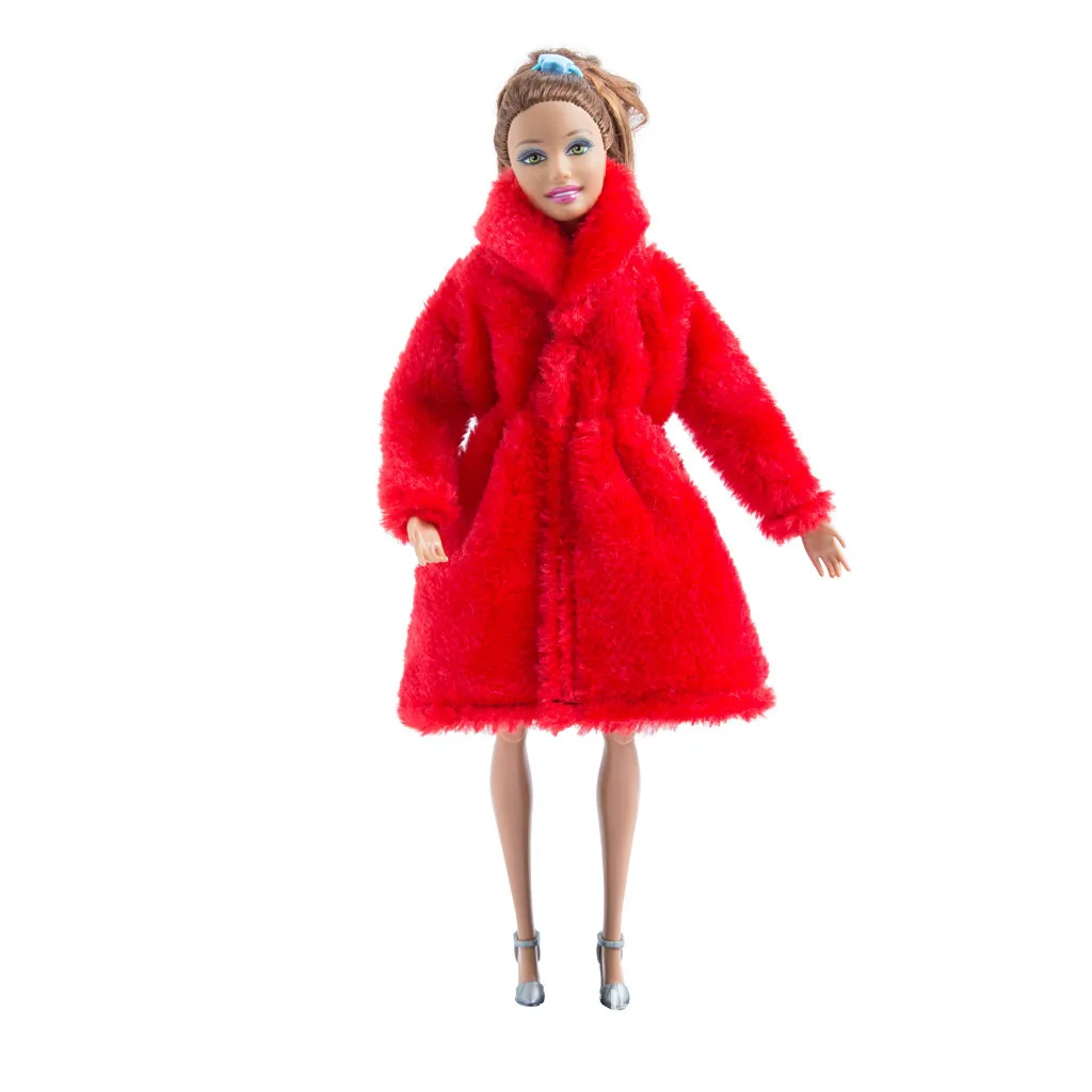 Doll Clothes Fashion Plush Overcoat Outwear for 1/6 Barbi BJD SD Dolls Clothing Dress Up Clothing Dolls Accessory Birthday Gift