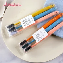 KINEPIN 3 шт. зубная щетка мягкая Binchotan древесный уголь зубная щетка со щетиной для взрослых Портативный дорожный набор зубных щеток с крышкой на голову