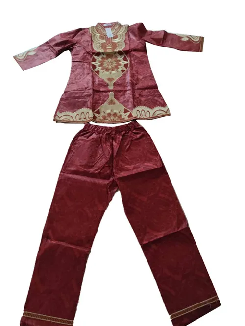 Красный MD african women's clothes long sleeve tops and pants set embroidery pattern with stones lady headtie trouser suit african party - Цвет: Красный