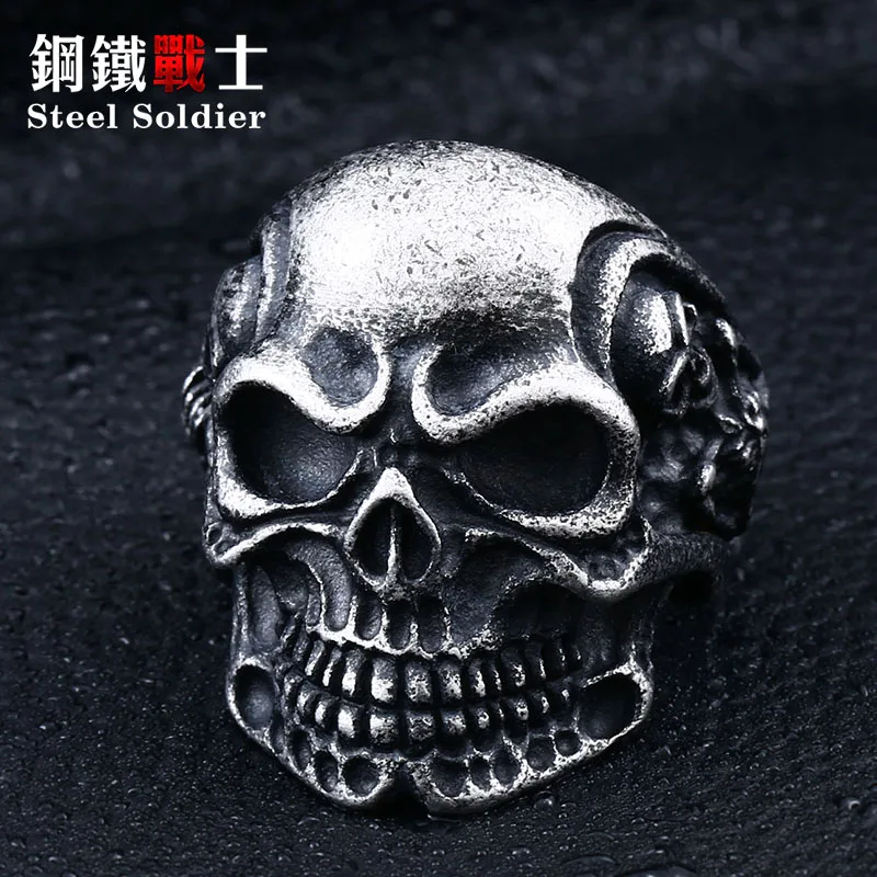 

Steel soldier wholesale jewelry lots skull ring stainless steel antique silver charm jewellry