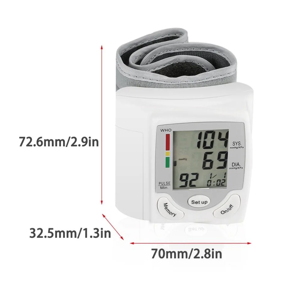 Бытовой автоматический наручные кровяное давление монитор здоровье цифровой ЖК-дисплей пульсометр измерения пульса