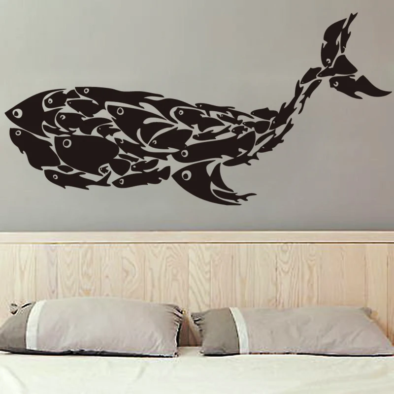 Billige G5001 Einzigartige Wal Fisch wandsticker Vinyl Wandtattoo Fisch Wandaufkleber Kunst Poster Papier Classics Wand wohnzimmer Bad Home Decor