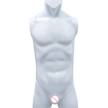 Сексуальное мужское черное и белое мягкое нижнее белье для геев, Мужское эротическое нижнее белье с открытой спиной, мужская майка без бретелек, Манкини, комбинезон