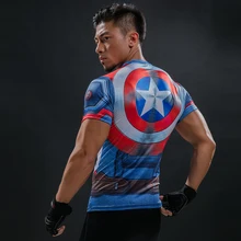 Футболка с 3D принтом «Капитан Америка», Мужская компрессионная рубашка, супергерой, комиксы Marvel, забавная одежда для фитнеса, Топы И Футболки для упражнений