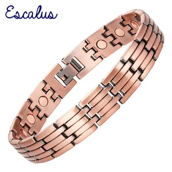 

Escalus Copper Plated Magnetic Bio Men Bracelet 16pieces Magnets Healing Link Chain Bracelets Bangle Jewelry Wristband Charm