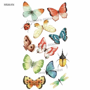 

HXMAN Butterfly Temporary Tattoo Sticker Animal Tattoos for Women Fashion Sexy Body Art Waterproof Arm Fake Tatoo 9.8X6cm A-147