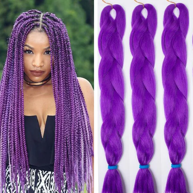 Good Purple Braiding Hair Xpression 24'' 100g Jumbo Box Braids Crochet
