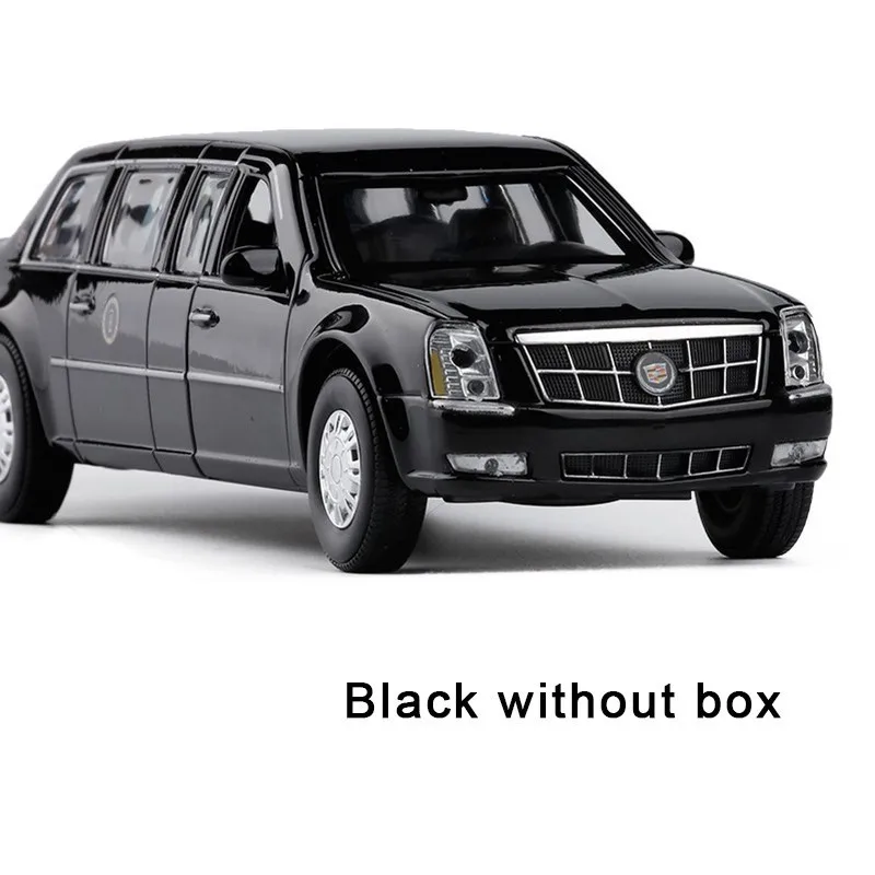 1/32 литая под давлением модель автомобиля Cadillac DTS, модель автомобиля из сплава, армейский Роскошный металлический автомобиль Cadillac, автомобильные игрушки, звуковой светильник - Цвет: black without box