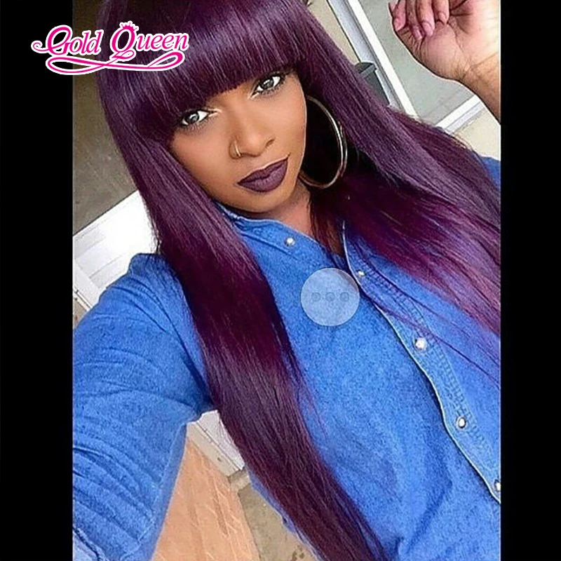 BEST!!! straight Brazilian virgin hair purple wig women human hair full