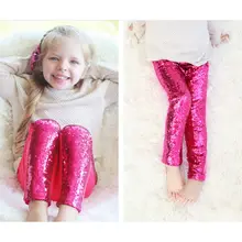 Ярко-розовые штаны с пайетками для девочек, ярко-розовые блестящие штаны с пайетками, яркие леггинсы с пайетками, штаны с пайетками
