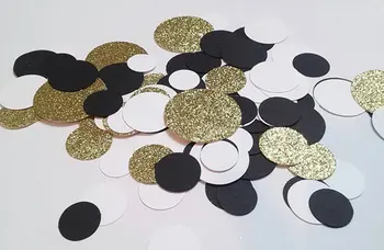 

Black Gold and White Confetti | Graduation Confetti | Sophisticated Party | Glitter Confetti | Table Scatter | Circle Confetti