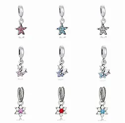 Fit charms plata de ley 925 браслет Ювелирная бижутерия с кристаллом Шарм горка Pendantss Морская звезда бусины в античном стиле DGB458