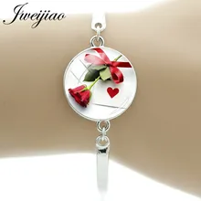 JWEIJIAO, Элегантный женский красный браслет с шармами цветами, ручная цепочка, серебряный цвет, красное сердце, браслеты для женщин, свадебный подарок, FQ264