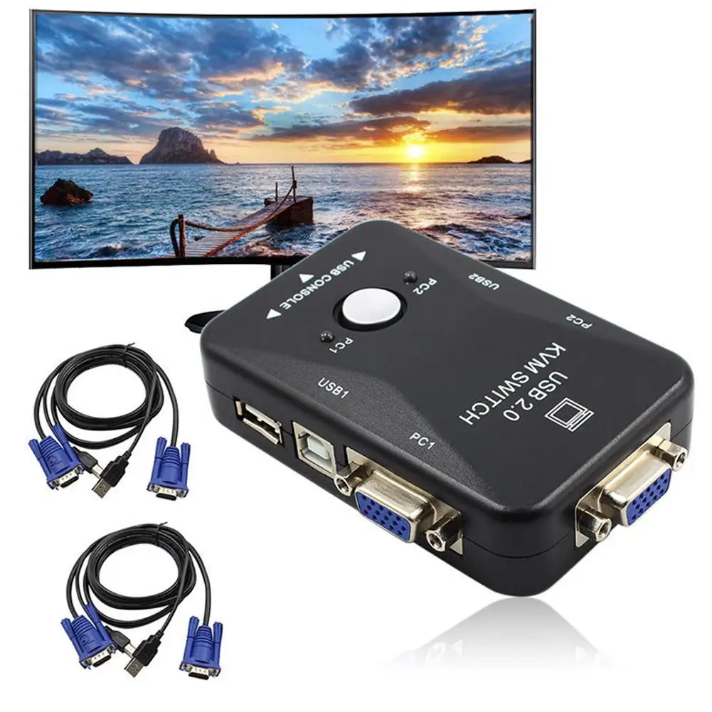 

Top Sale 2 in 1 out USB 2.0 2 Ports VGA Video Switcher Switch Box for PC Computer Monitor