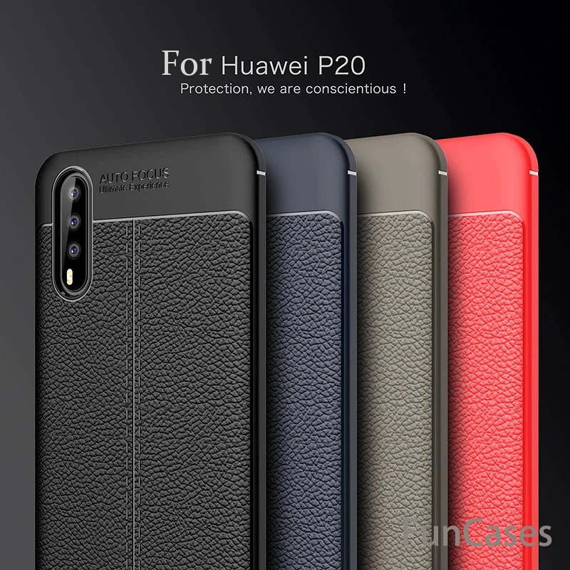Carbon Fiber TPU leather Case For Huawei P20 Plus Soft Full Cover Silicone shockproof Back case Huaweii | Мобильные телефоны и
