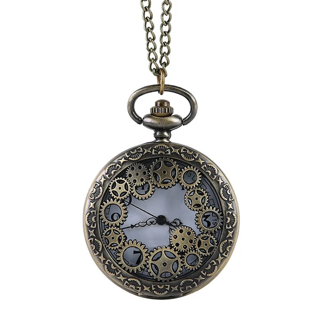 Unisex Bronze Steampunk Pocket Watch Hollow Quartz Watches Clock Pendant Necklac Unisex Bronze Steampunk Pocket Watch Hollow Quartz Watches Clock Pendant Necklac