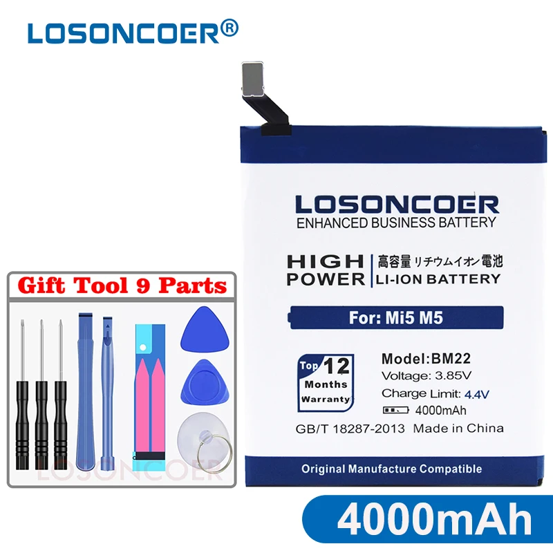 

LOSONCOER 100% Original 4400mah BM22 Battery For Xiaomi Mi 5 Mi5 M5 Battery High capacity Gift tool
