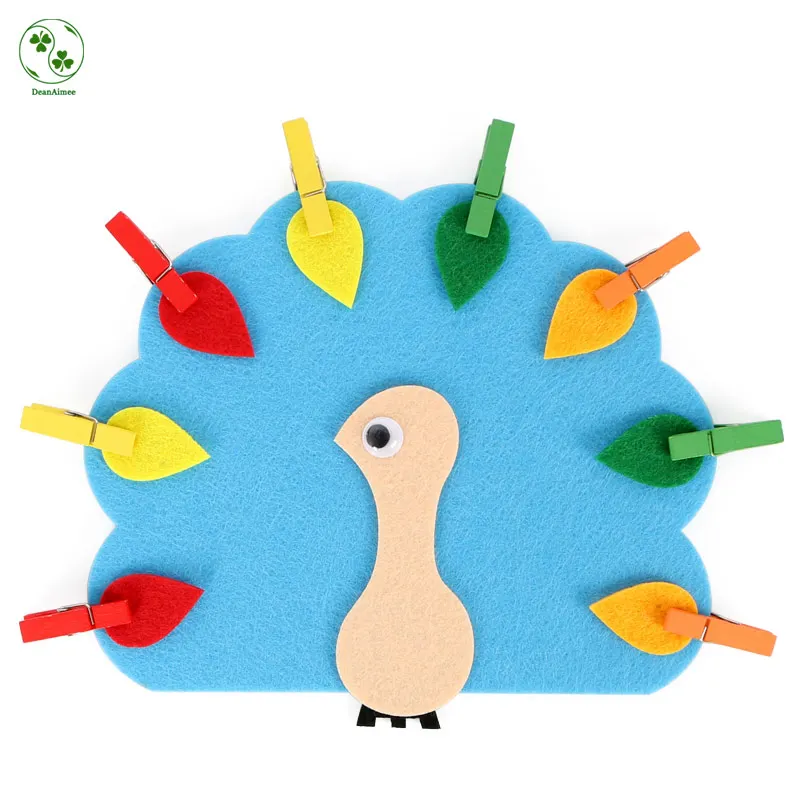 

Felt Peacock Non Woven Craft Children Study Toys Early Teaching by Hands For Kids Learn To Use Clamps And Identify The Color