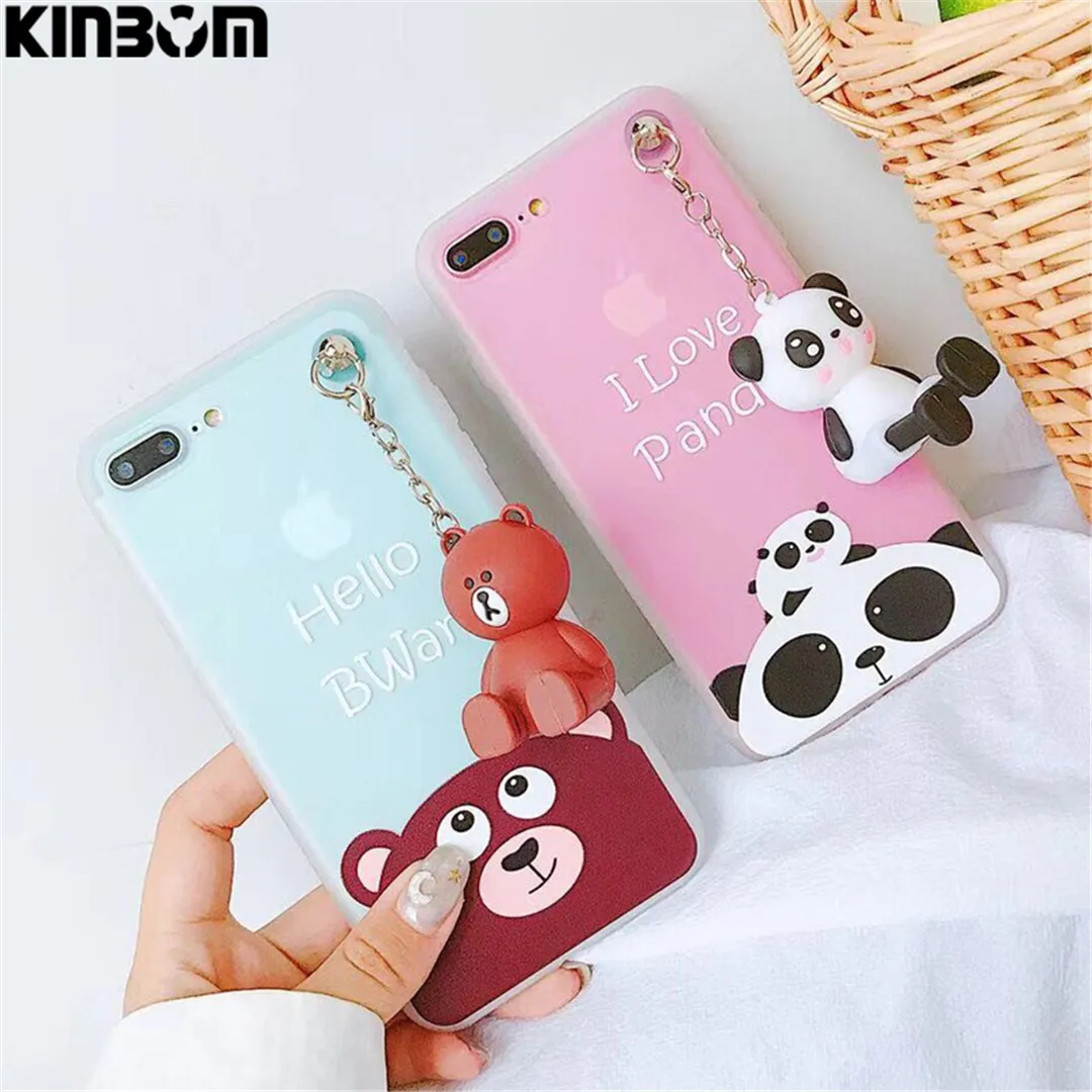 KINBOM Мультфильм куклы несут чехол для телефона Iphone 6 6s 7 8 plus X Силиконовый Кулон
